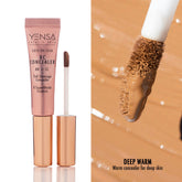 YENSA Skin On Skin BB + CC full coverage concealer swatch in deep warm shade, showcasing creamy texture on skin.