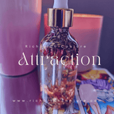 Deadly Attraction Hoodoo Conjure Oil by Rich Bitch Conjure, magnetism and love oil in a small glass bottle with label.
