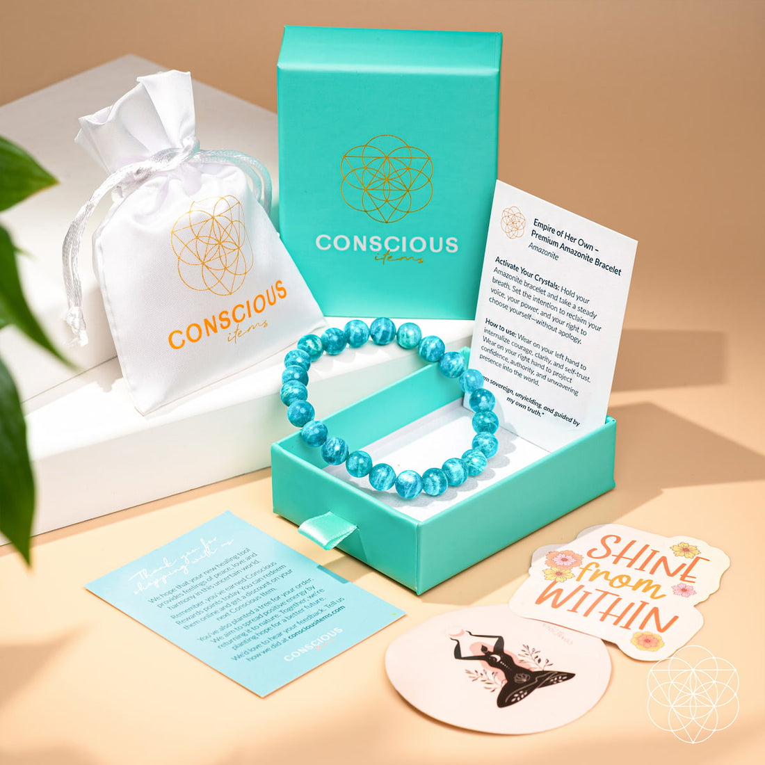 Blue Amazonite bracelet by Conscious Items featuring smooth beads and a stylish, elegant design.