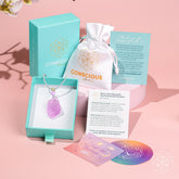 Pink Kunzite pendant necklace by Conscious Items featuring a large, faceted pink Kunzite gemstone on a delicate chain.