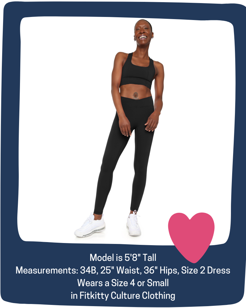 High-rise BodyLove leggings by Fitkitty Culture, shown in black with a snug fit and elastic waistband, perfect for yoga and activewear.