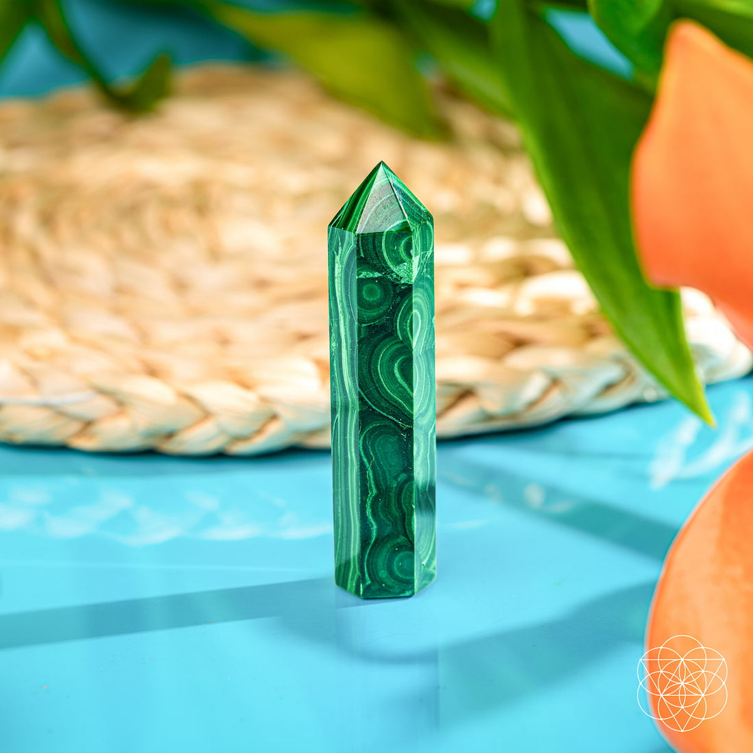 Malachite phoenix sculpture by Conscious Items, a striking home decor piece with vibrant green and black stone details.
