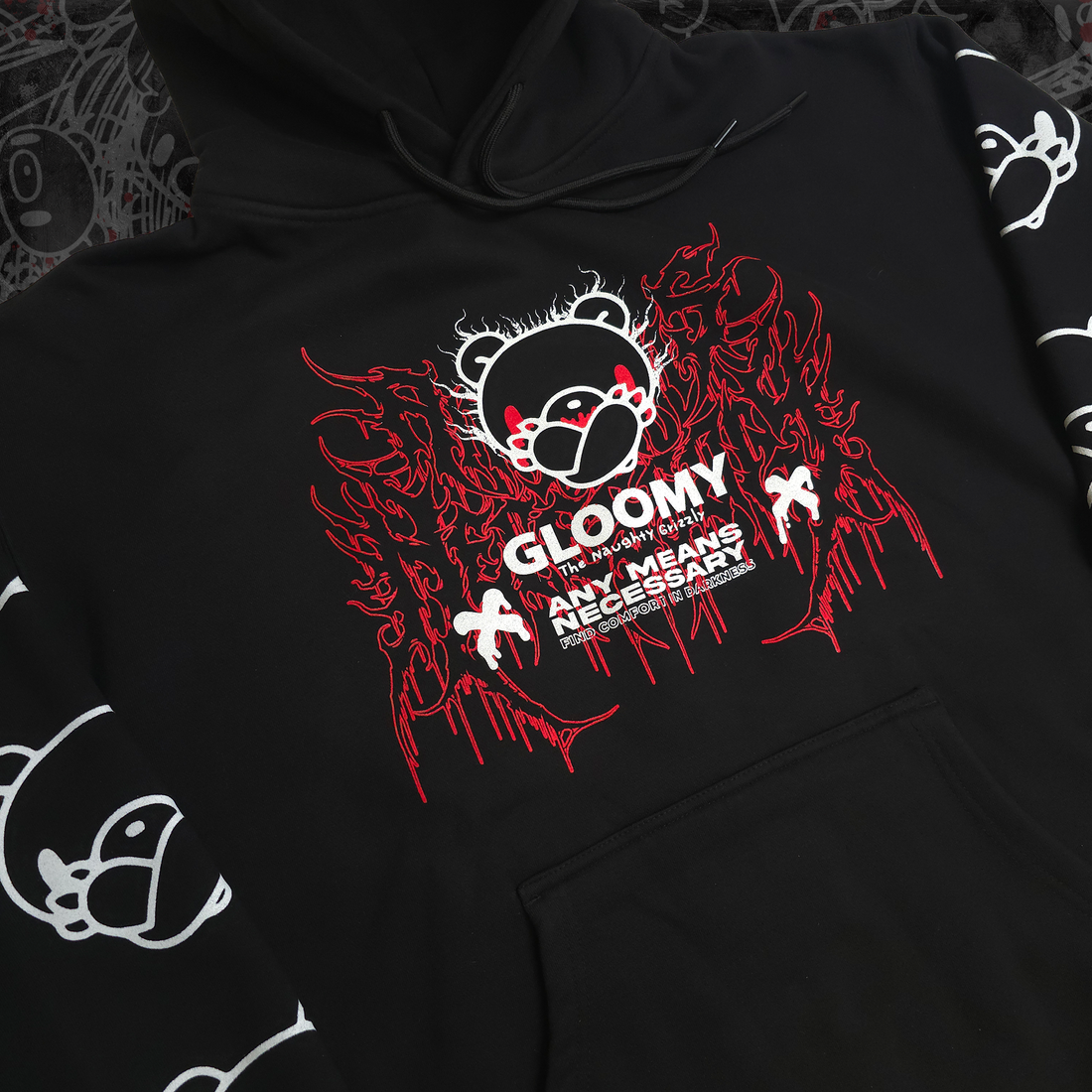 Cross Arms Pullover Hoodie Black