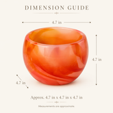 Healing crystal tea cup with a size guide, perfect for elevating your tea rituals with natural energy.