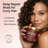 Maree Curl Repair Hair Mask jar showing inside view with creamy formula for curly hair repair and conditioning.