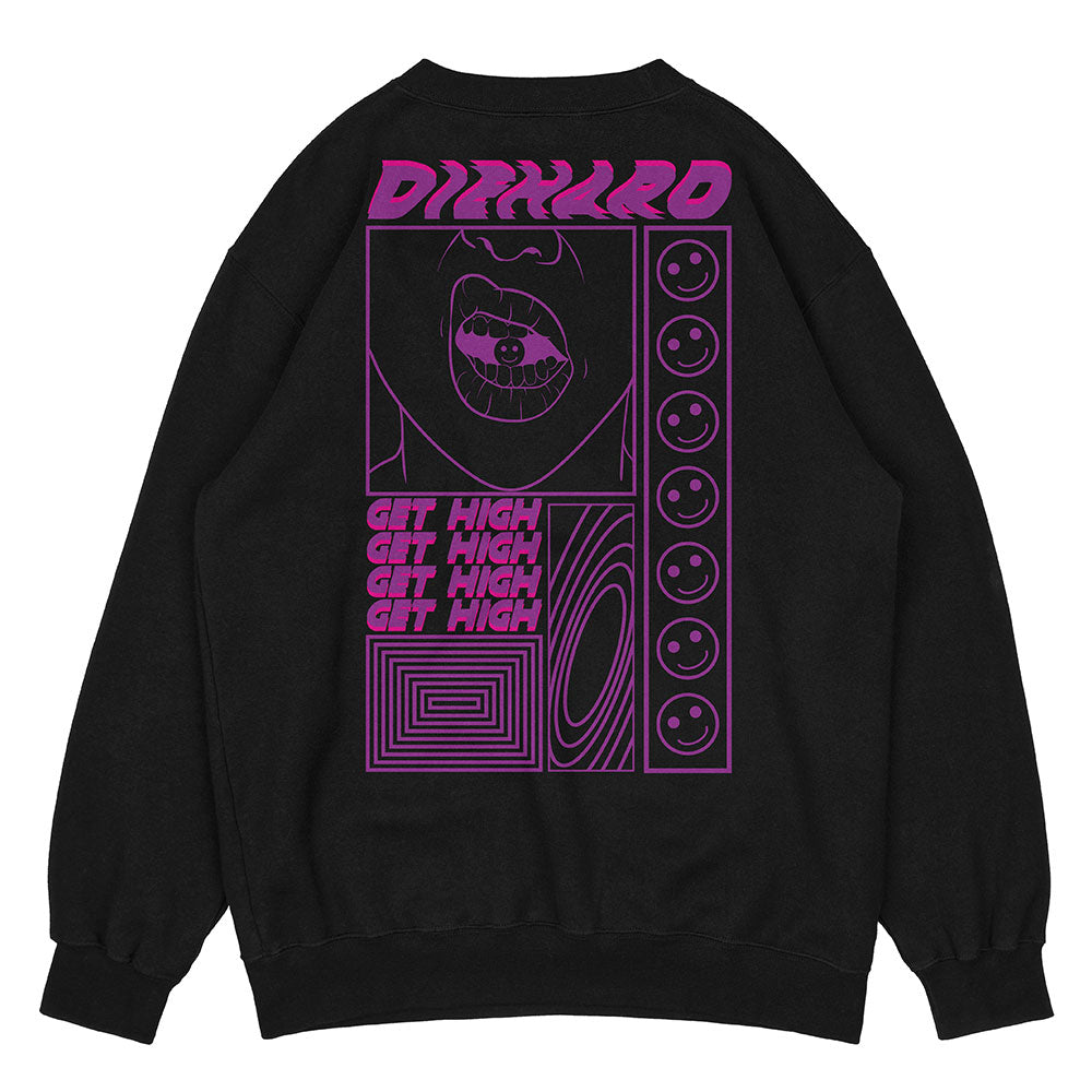 Yūjin Clothing Diehard Sweatshirt in black, featuring a comfortable fit and minimalist design, suitable for casual wear.