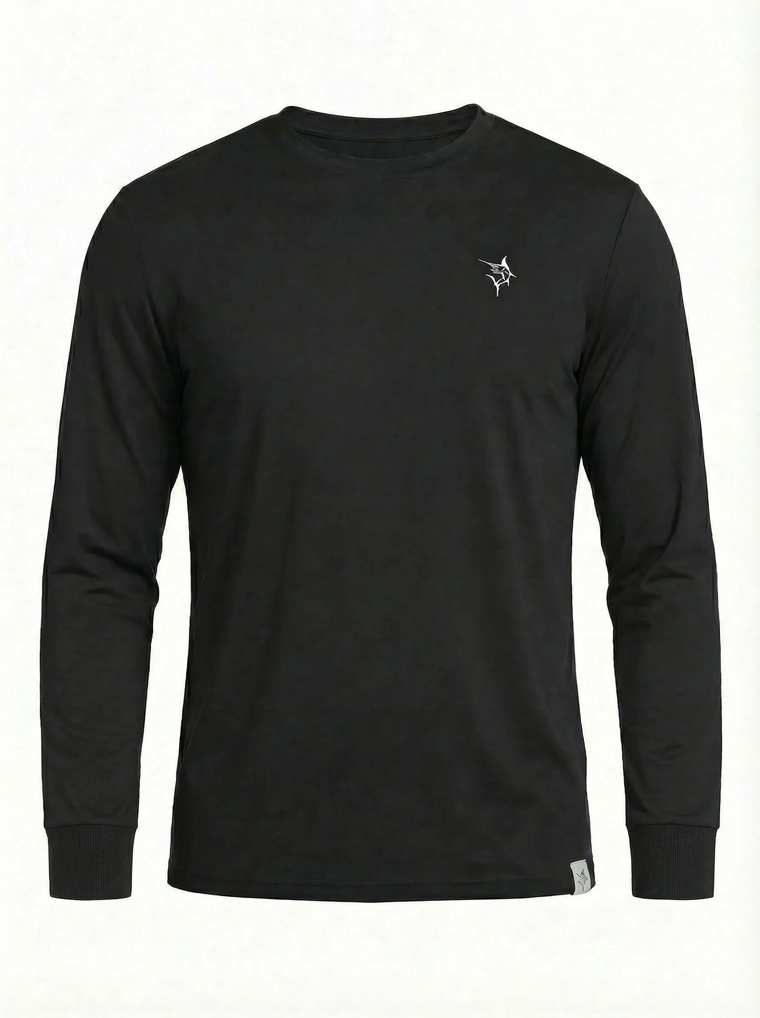 Black White Water Life Dockside Performance long sleeve shirt displayed on a flat lay with front view.