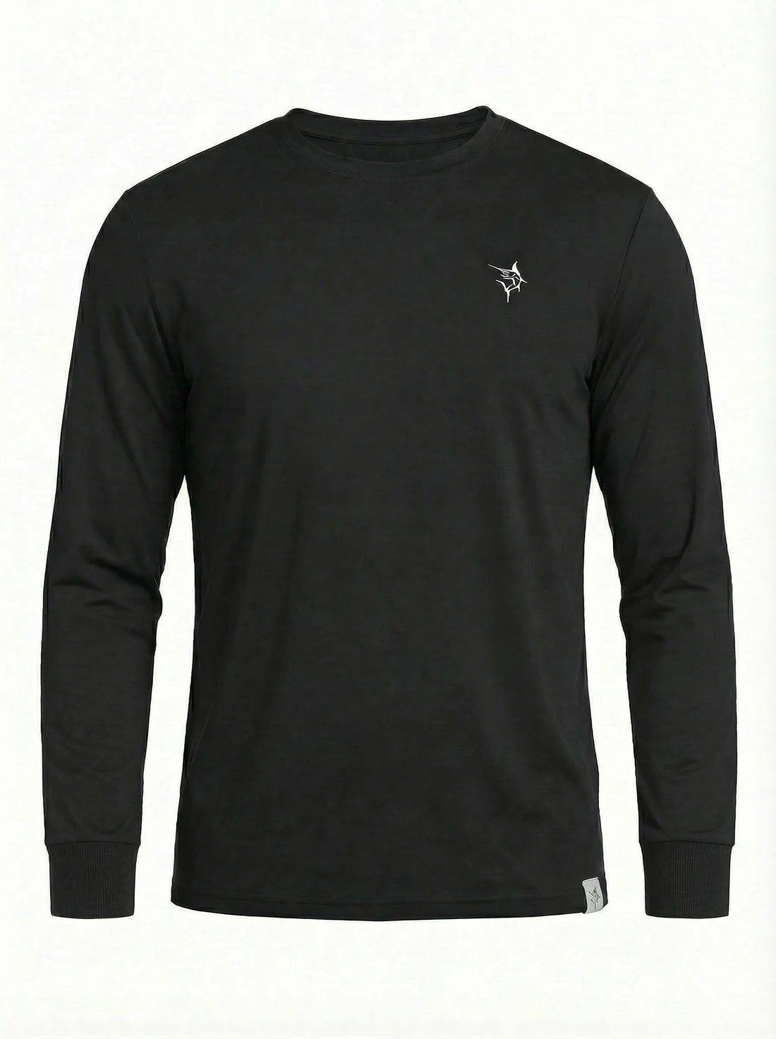 Black White Water Life Dockside Performance Long Sleeve shirt shown with a close-up of the fabric and logo on the chest.