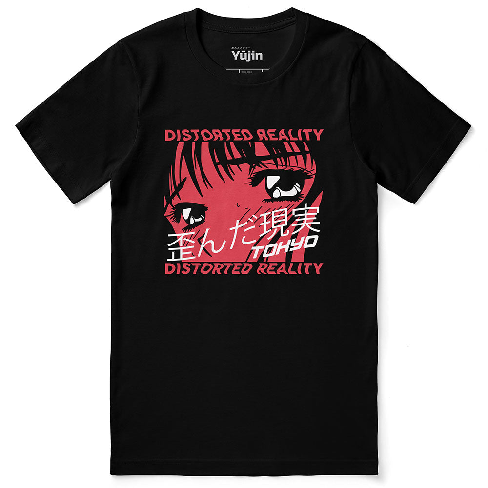 Yūjin Clothing Distorted Reality T-Shirt featuring a bold, abstract design on a comfortable casual T-shirt.