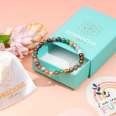 Conscious Items 6mm energy bracelet featuring smooth beads, designed for positive energy and stylish wrist wear.