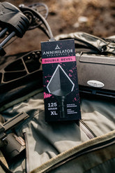 Annihilator Broadheads DOUBLE BEVEL XL 125 broadhead shown with sharp blades and stainless steel construction.