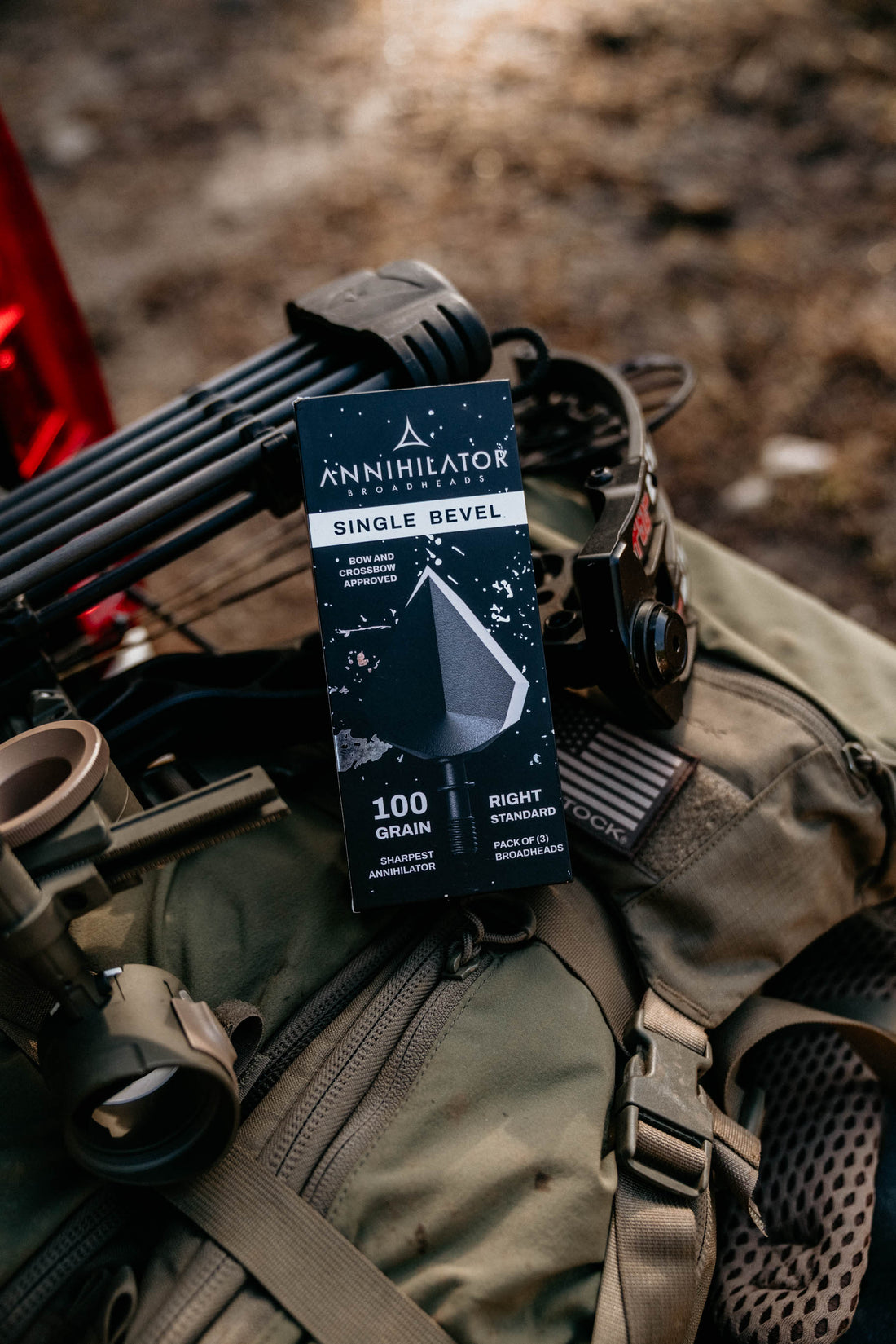 Single Bevel 100 broadhead by Annihilator Broadheads, showcasing a sharp, single-bevel design for precise arrow tips.