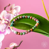 Close-up of The Energy Bracelet by Conscious Items featuring 6mm beads, showcasing its stylish and natural design.