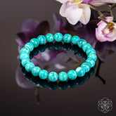 Blue Amazonite bracelet from Conscious Items featuring smooth, polished beads in a stylish stretch design.