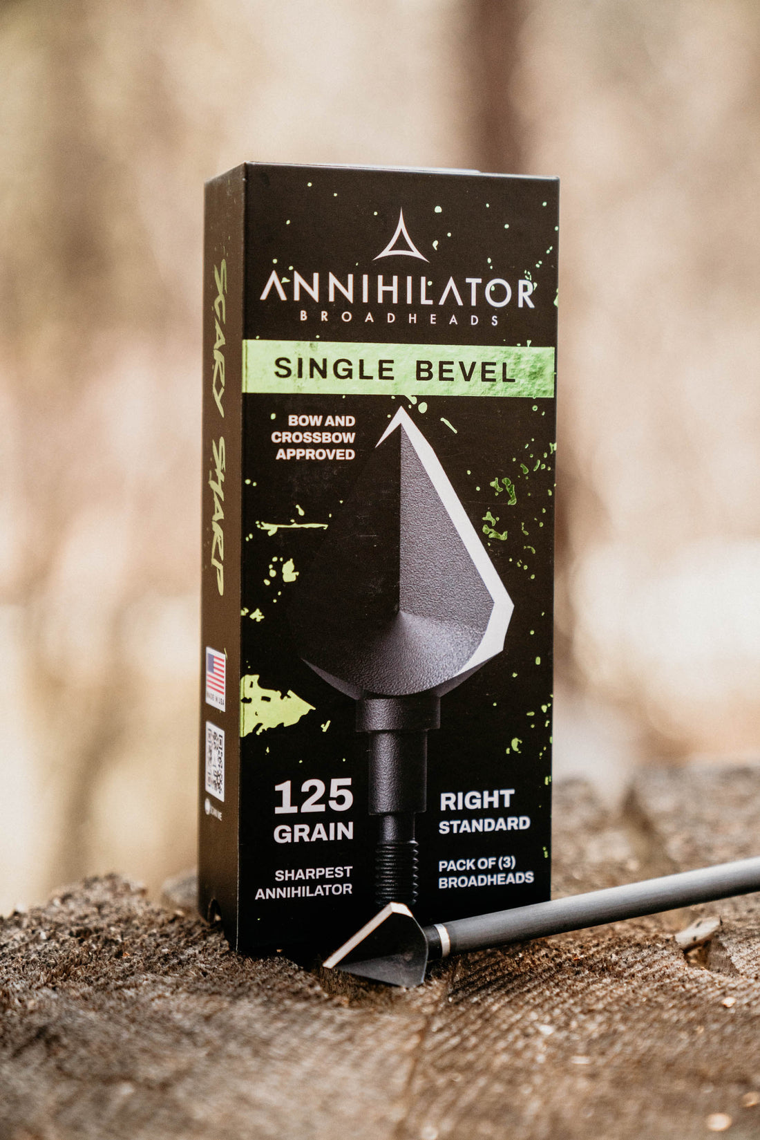Single Bevel 125 broadhead by Annihilator Broadheads with sharp blades and durable design for hunting accuracy.