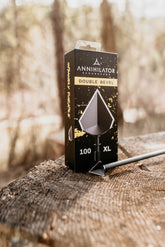 Annihilator Broadheads Double Bevel XL 100 broadheads with sharp blades and sleek design for hunting and archery.