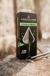 Annihilator Broadheads DOUBLE BEVEL 125 broadheads with double bevel cutting edges, shown in close-up on a plain background.
