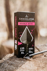 Annihilator Broadheads DOUBLE BEVEL XL 125 broadheads with double bevel blades for precise hunting, shown in close-up.