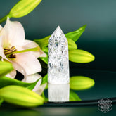 Ice Quartz Point home decoration by Conscious Items, natural clear crystal with icy appearance for positive energy and aesthetic appeal.