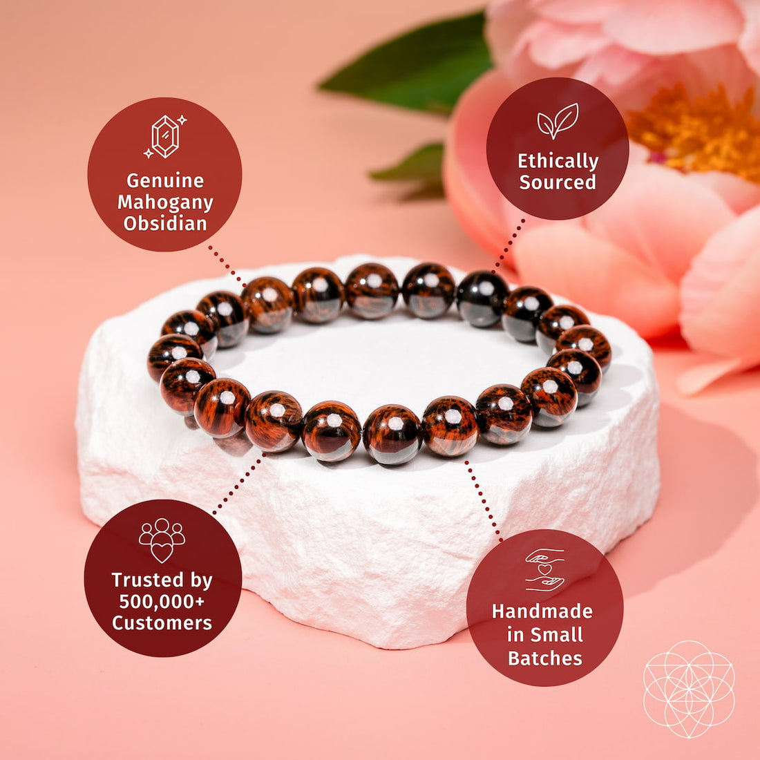 Mahogany Obsidian bracelet from Conscious Items, featuring natural stone beads for self-sabotage healing and spiritual protection.