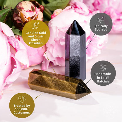 The Upper Hand – Gold &amp; Silver Sheen Obsidian Points
