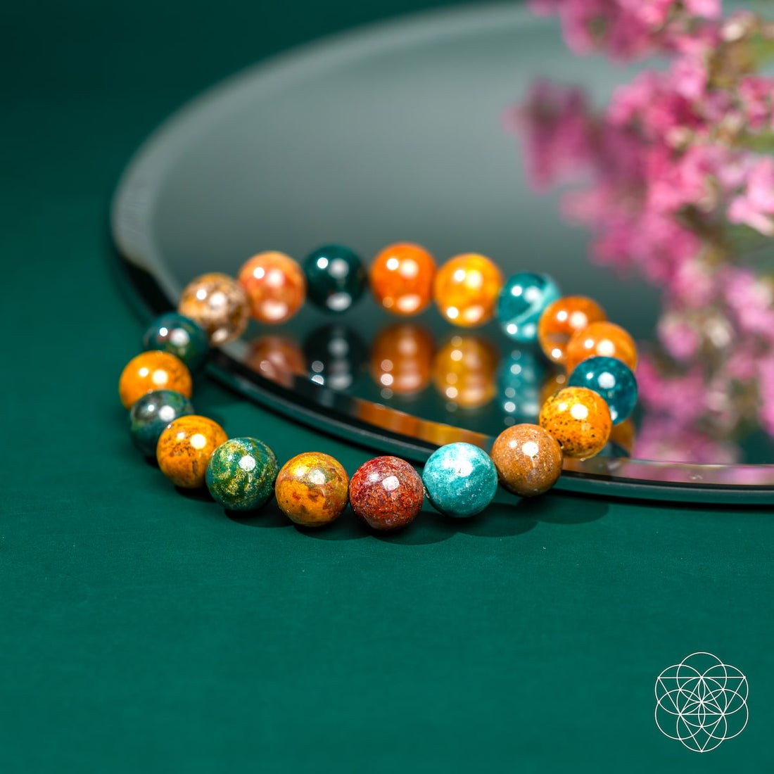 Ocean Jasper bracelet by Conscious Items featuring smooth, polished stones with earthy green and brown tones for calming energy.
