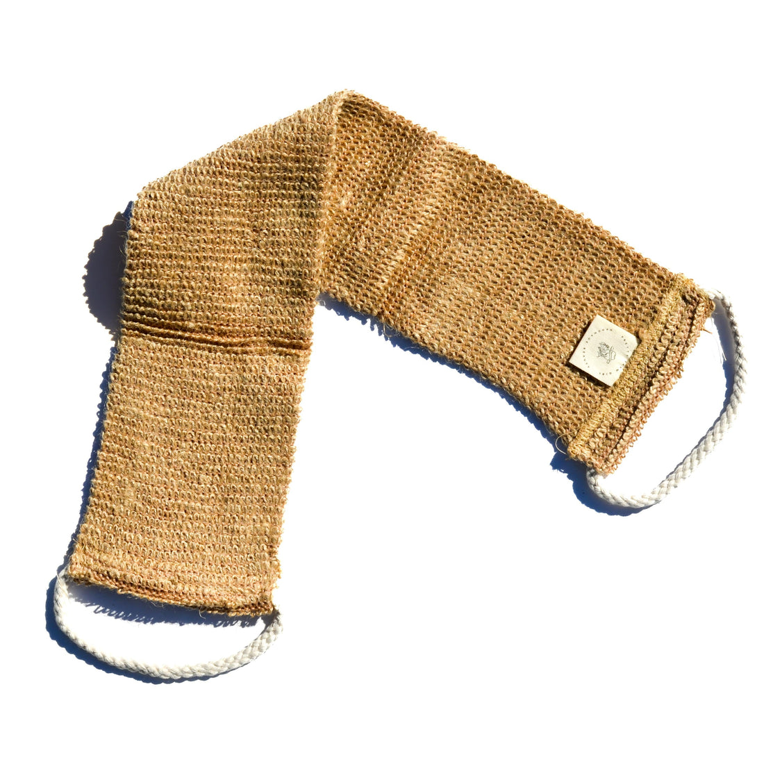 Pretty Farm Girl sisal back exfoliating strap, a natural exfoliation accessory with textured surface for skincare.