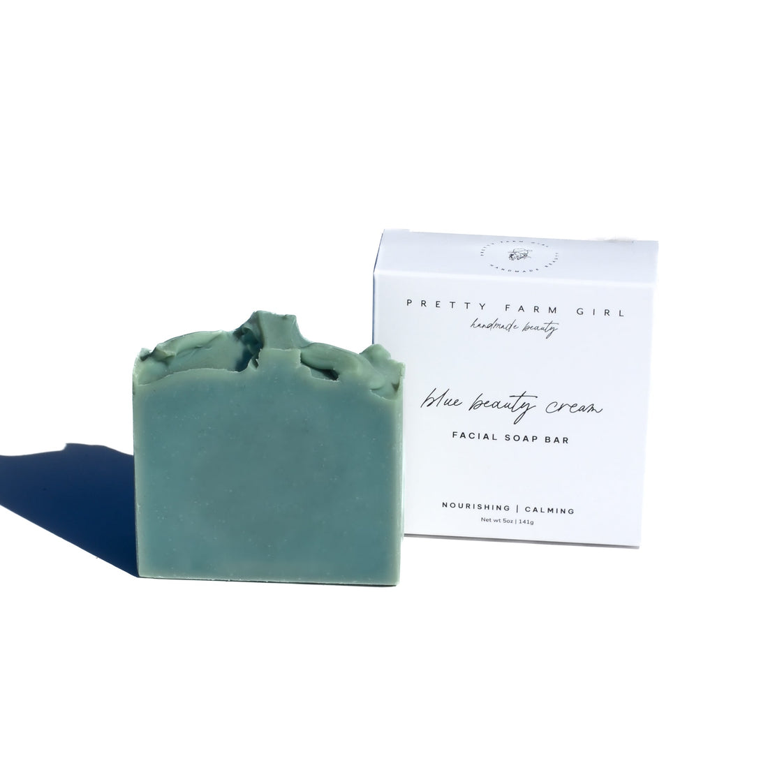 Blue Beauty Cream Facial Bar soap by Pretty Farm Girl, a gentle cleansing bar with a soothing blue-colored formula.