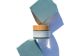 Blue beauty facial cream bar soap by Pretty Farm Girl, close-up of the smooth, blue-colored bar soap on a neutral background.