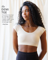 Downeast Demi Tee in soft fabric featuring a casual fit, short sleeves, and classic crew neckline.
