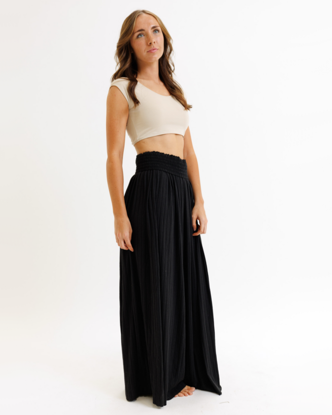 Downeast nude Demi Tee, casual short-sleeve t-shirt made from soft fabric, shown on a neutral background.