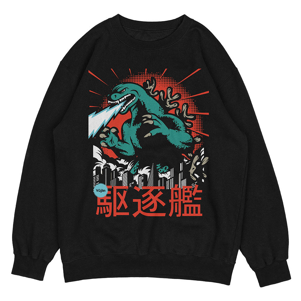 Yūjin Clothing Destroyer sweatshirt featuring a comfortable fit, stylish design, and soft fabric in a casual, modern style.