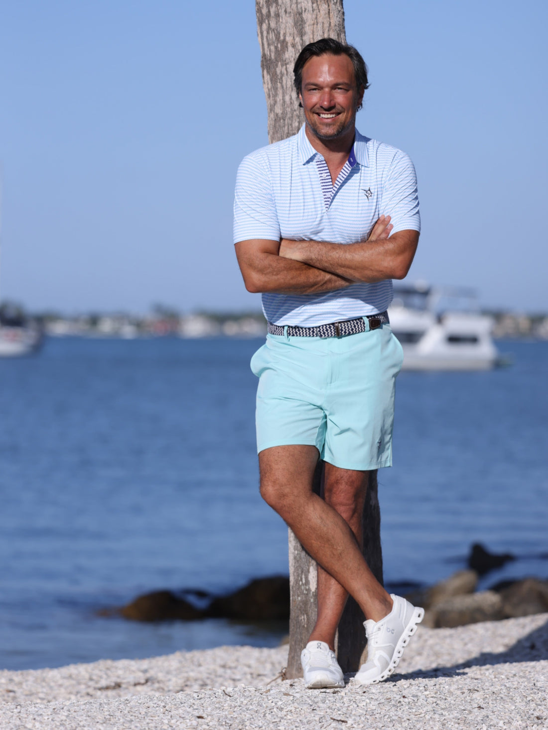 White Water Life Freeport Short in Aqua, lightweight performance shorts with a relaxed fit, perfect for outdoor activities.