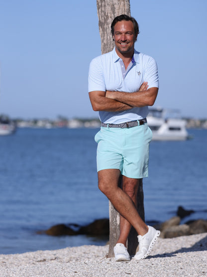 White Water Life Freeport Short in aqua, lightweight performance shorts displayed on a model, ideal for active summer wear.