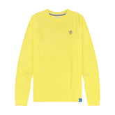 Yellow White Water Life Dockside Performance long sleeve shirt displayed on a hanger, showcasing its lightweight fabric and casual style.