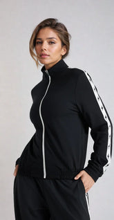 Black Bolt Track Jacket from Fitkitty Culture Athleisure Wear, stylish women&