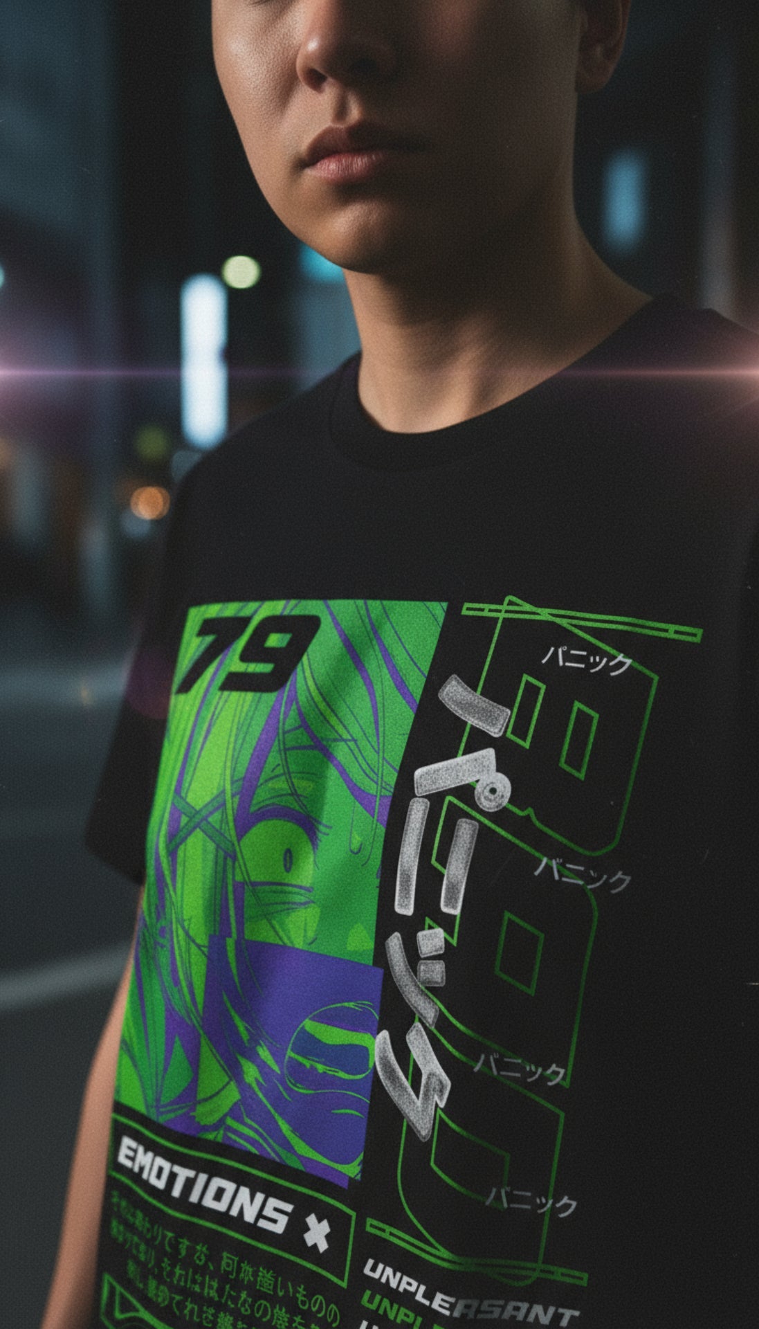 Yūjin Clothing Emotions T-Shirt featuring a colorful graphic design, casual fit, and soft fabric for comfortable everyday wear.