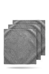 Set of three Blackline Car Care BLACKLINE® edgeless microfiber towels for cleaning and detailing vehicles.