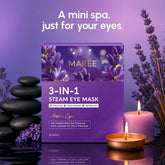 Maree scented spa steam eye mask showing a soft, plush fabric mask with eye openings, designed for relaxing heat therapy.