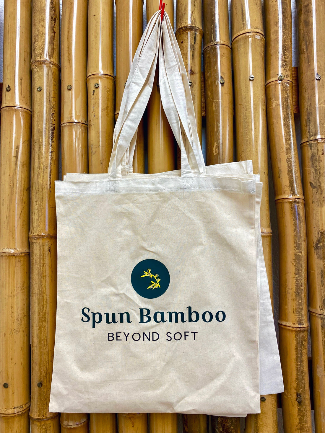 Spun Bamboo spun bamboo tote bag with sturdy handles, designed for carrying bread or groceries in eco-friendly style