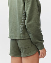 Dark moss green Freasy Crew lifestyle sweatshirt by Goal Five, featuring a comfortable fit and casual style.