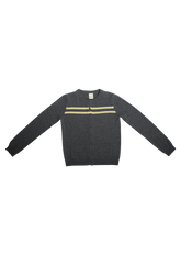 Charcoal and butter striped cashmere wool cardigan from findmenowthelabel, featuring a cozy knitwear design.