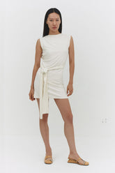 Beatriz mini dress in off-white from findmenowthelabel, showing the dress&