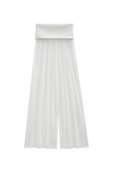 Findmenowthelabel RAEL white pants laid flat, showcasing the tailored fit and clean design of these stylish trousers.