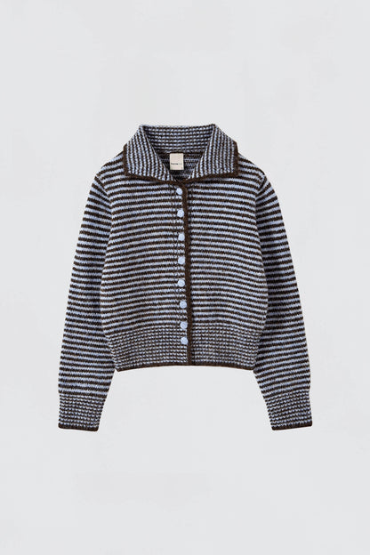 Ho-Sook KNIIT CARDIGAN IN BLUE STRIPE
