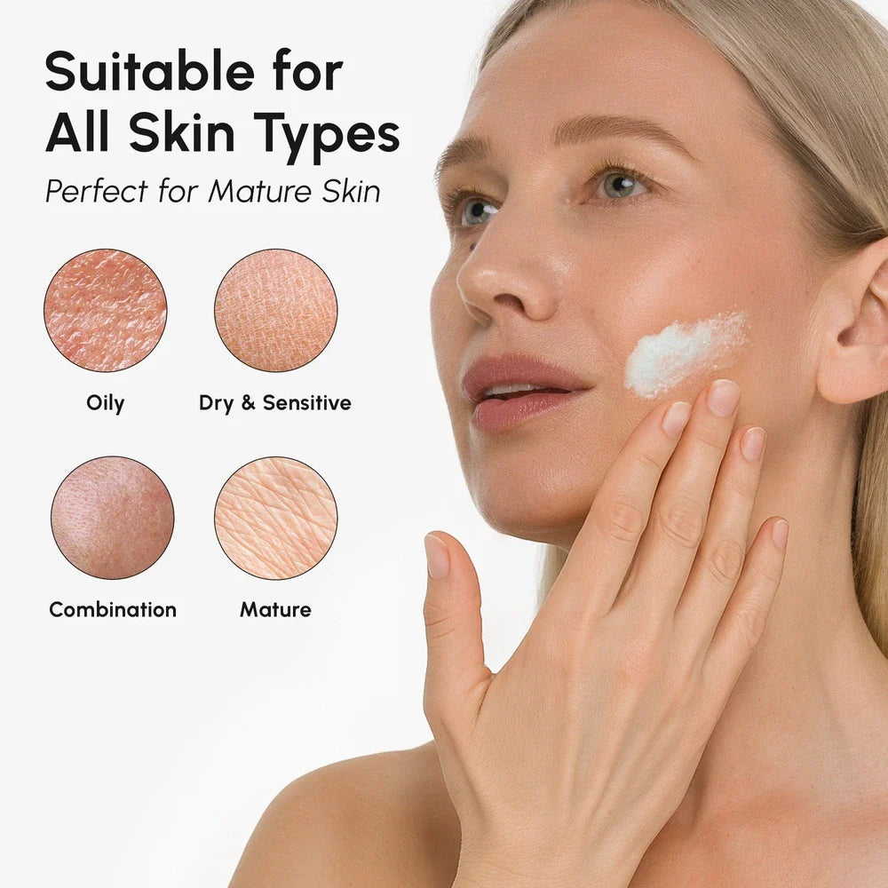 Maree face polishing scrub and exfoliator in a jar, with textured product and natural ingredients visible.