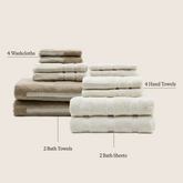 Family bundle of Italic Sorrel Australian Cotton Towels featuring soft, plush white towels with textured weave.