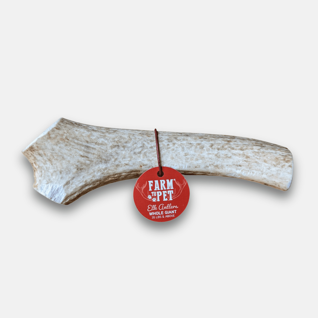 Farm To Pet elk antler dog chew, natural whole and split elk antlers for dogs, durable and safe for chewing.