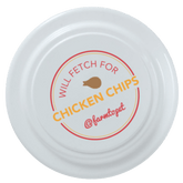 Farm To Pet Will Fetch for Chicken Chips dog frisbee, durable rubber toy for dogs and humans, with chicken chip design.