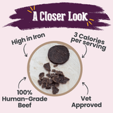 All-natural Farm To Pet beef crumbles cat treats, high-protein crumble treats for cats, shown in the image.